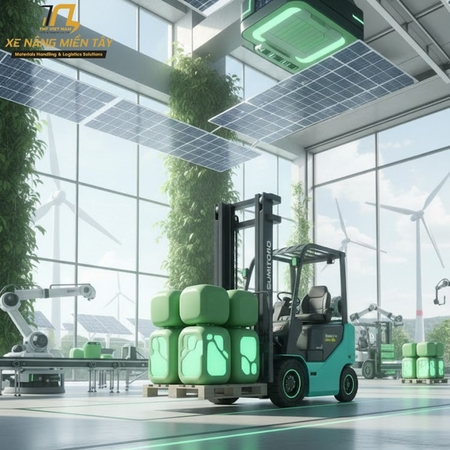 Năng lượng xanh - Xe nâng điện: Giải pháp vận hành bền vững cho nhà máy